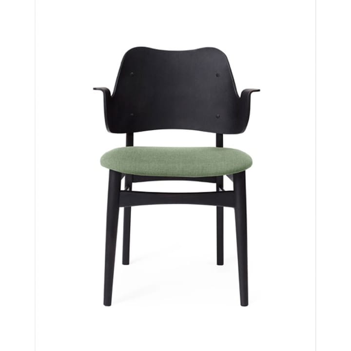 Gesture chair, upholstered seat - Fabric canvas 926 sage green, black lacquered beech legs, upholstered seat - Warm Nordic