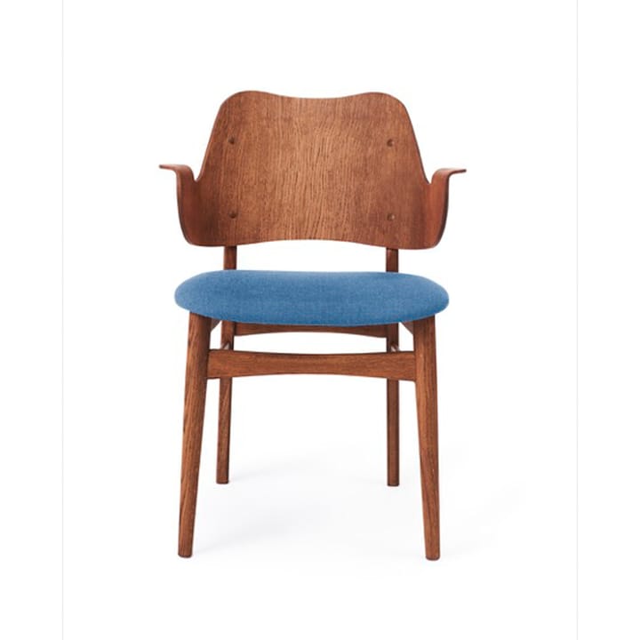 Gesture chair, upholstered seat - Sea blue-oiled teak oak legs - Warm Nordic