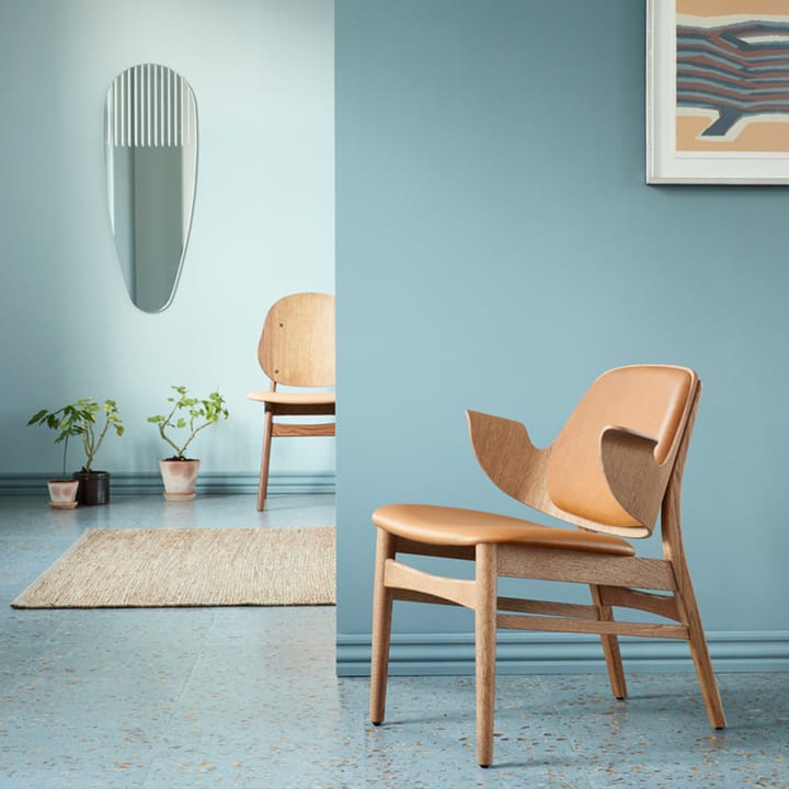 Gesture lounge chair - Fabric barnum 24 cream, oiled teak oak legs - Warm Nordic