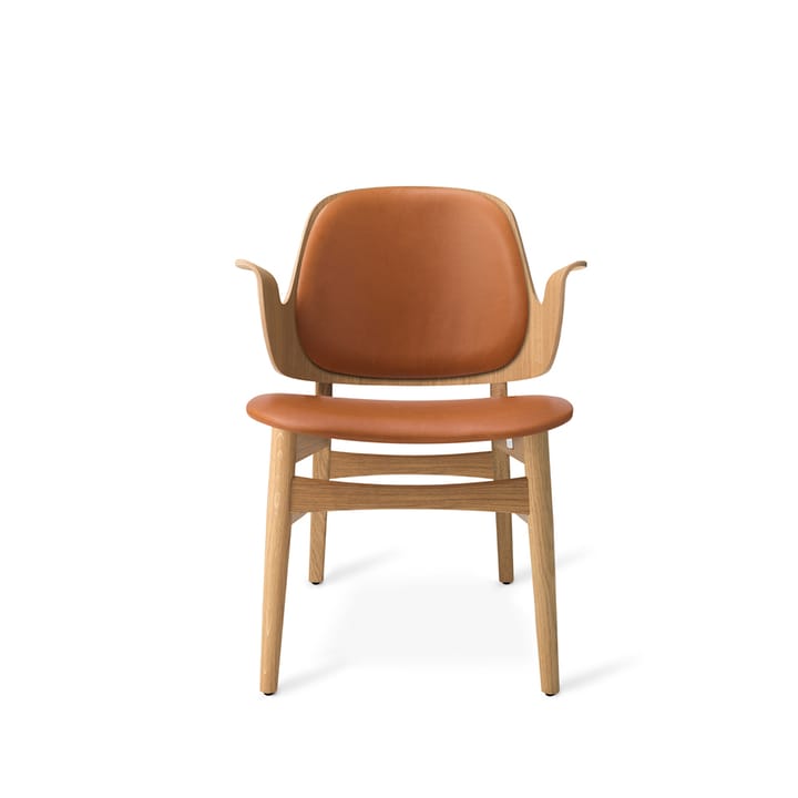 Gesture lounge chair - Leather silk 250 cognac, white oiled oak legs - Warm Nordic