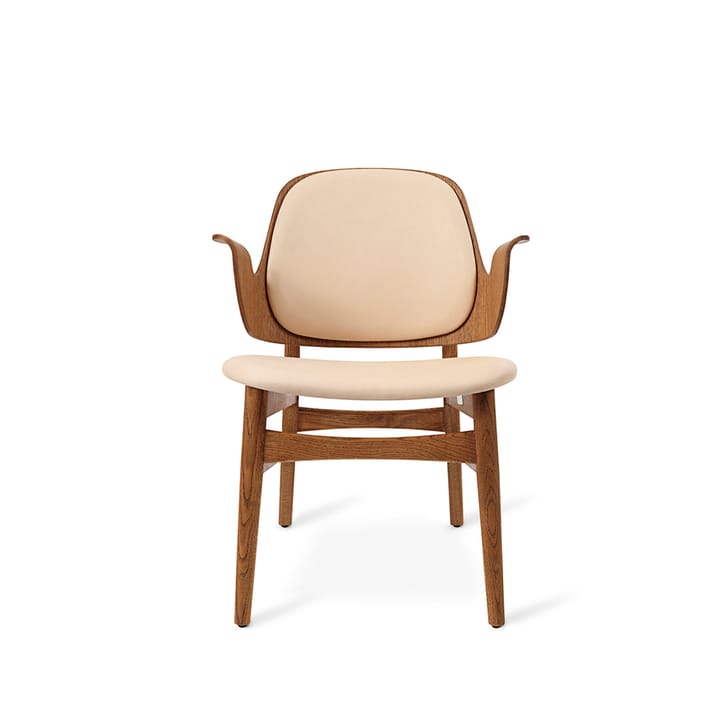 Gesture lounge chair - Leather vegetal 90 nature, oiled teak oak legs, seats in latte - Warm Nordic