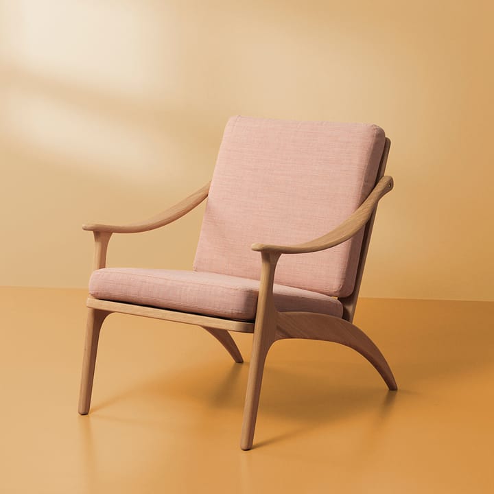 Lean Back Canvase arm chair white oiled oak - Pale rose - Warm Nordic