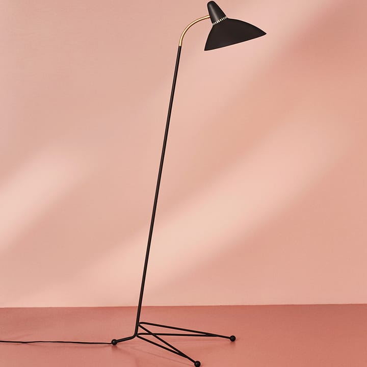 Lightsome floor lamp - Black noir, brass detail - Warm Nordic