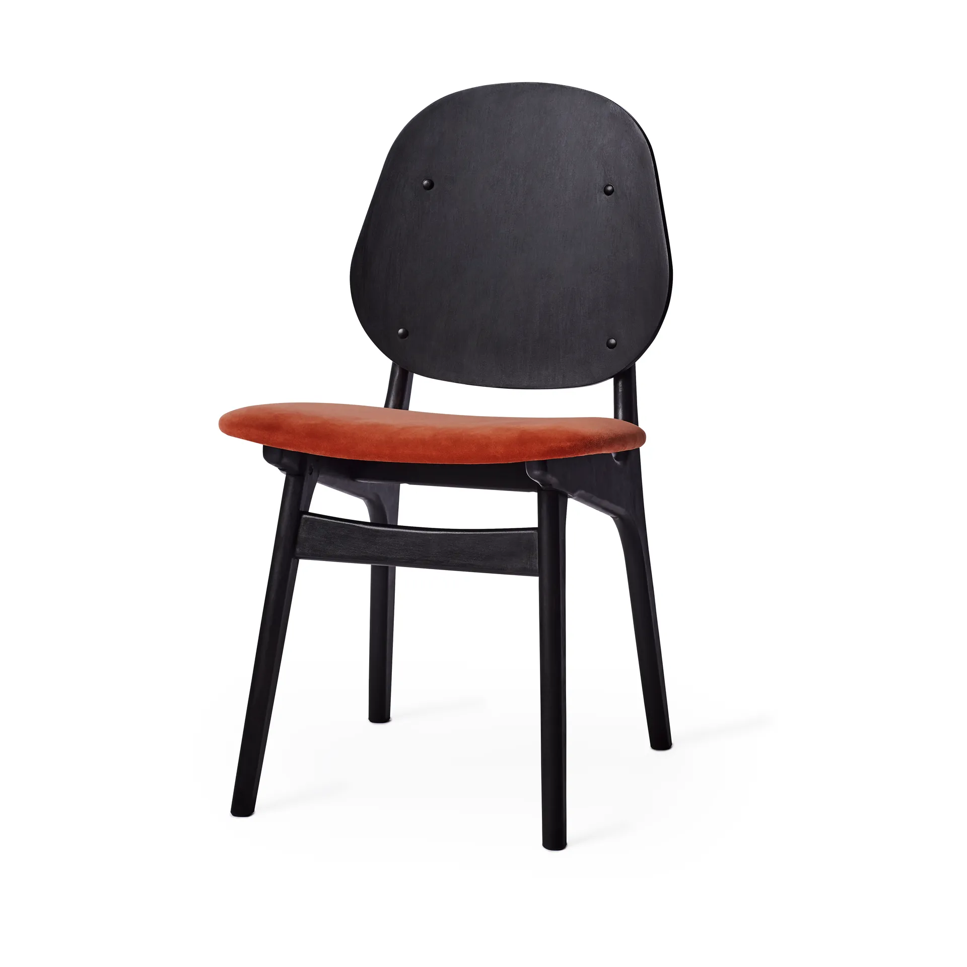 Noble chair, Fabric brick red, black lacquered beech structure Warm Nordic