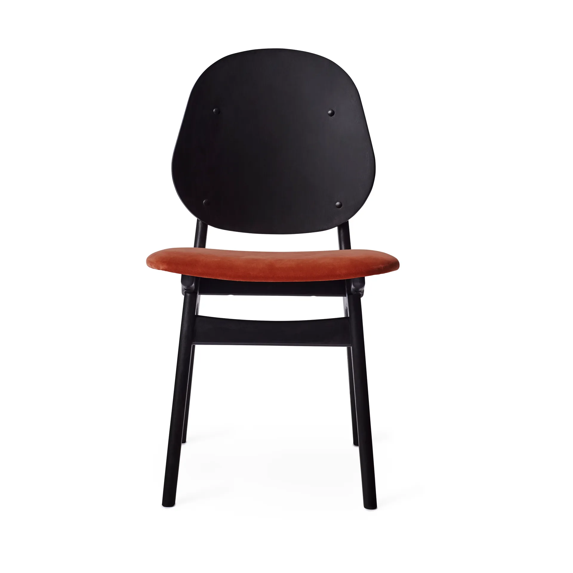 Noble chair, Fabric brick red, black lacquered beech structure Warm Nordic