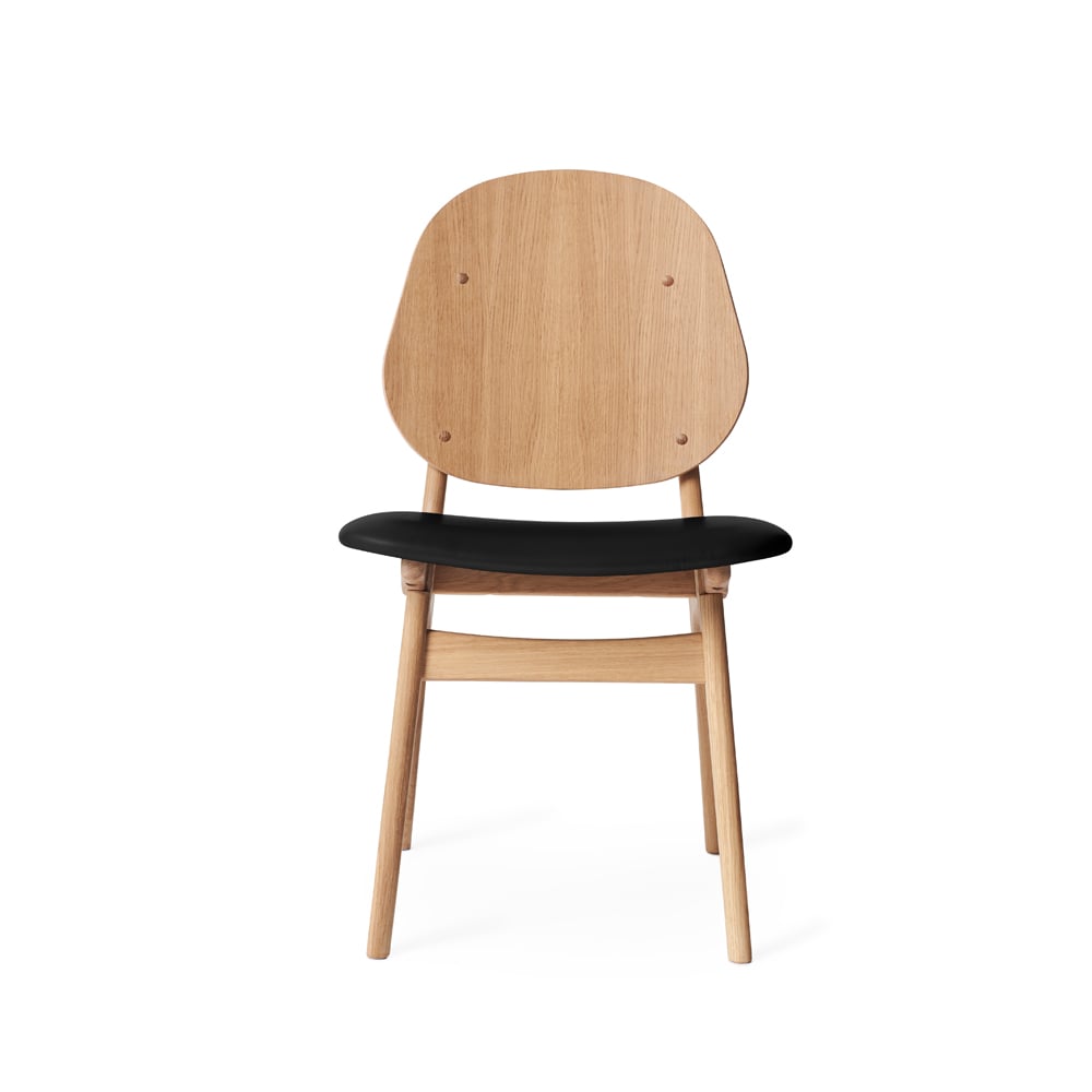 Warm Nordic Noble chair Leather black, white oiled oak legs