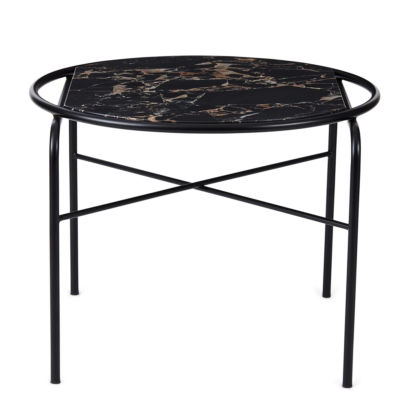 Secant coffee table marble Ø60 cm, Black-gold Warm Nordic