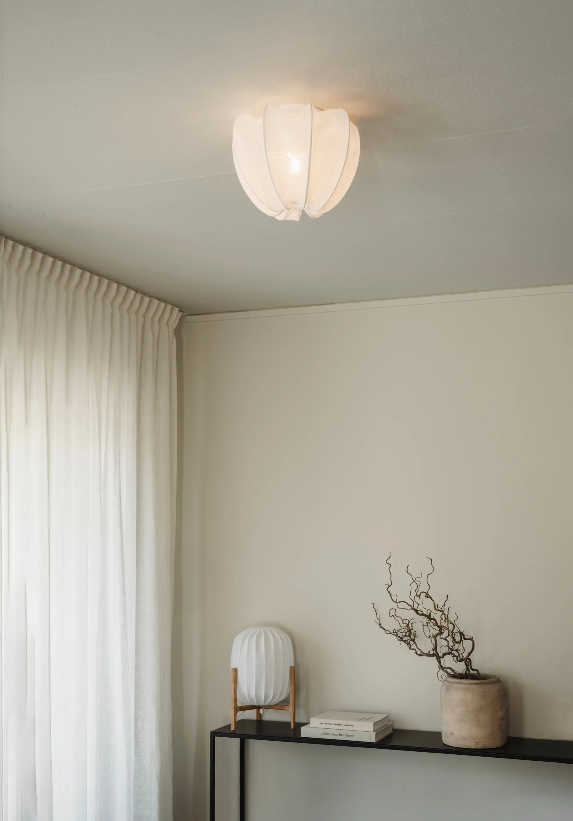 Anna ceiling light mini Ø30 cm, White linen Watt & Veke
