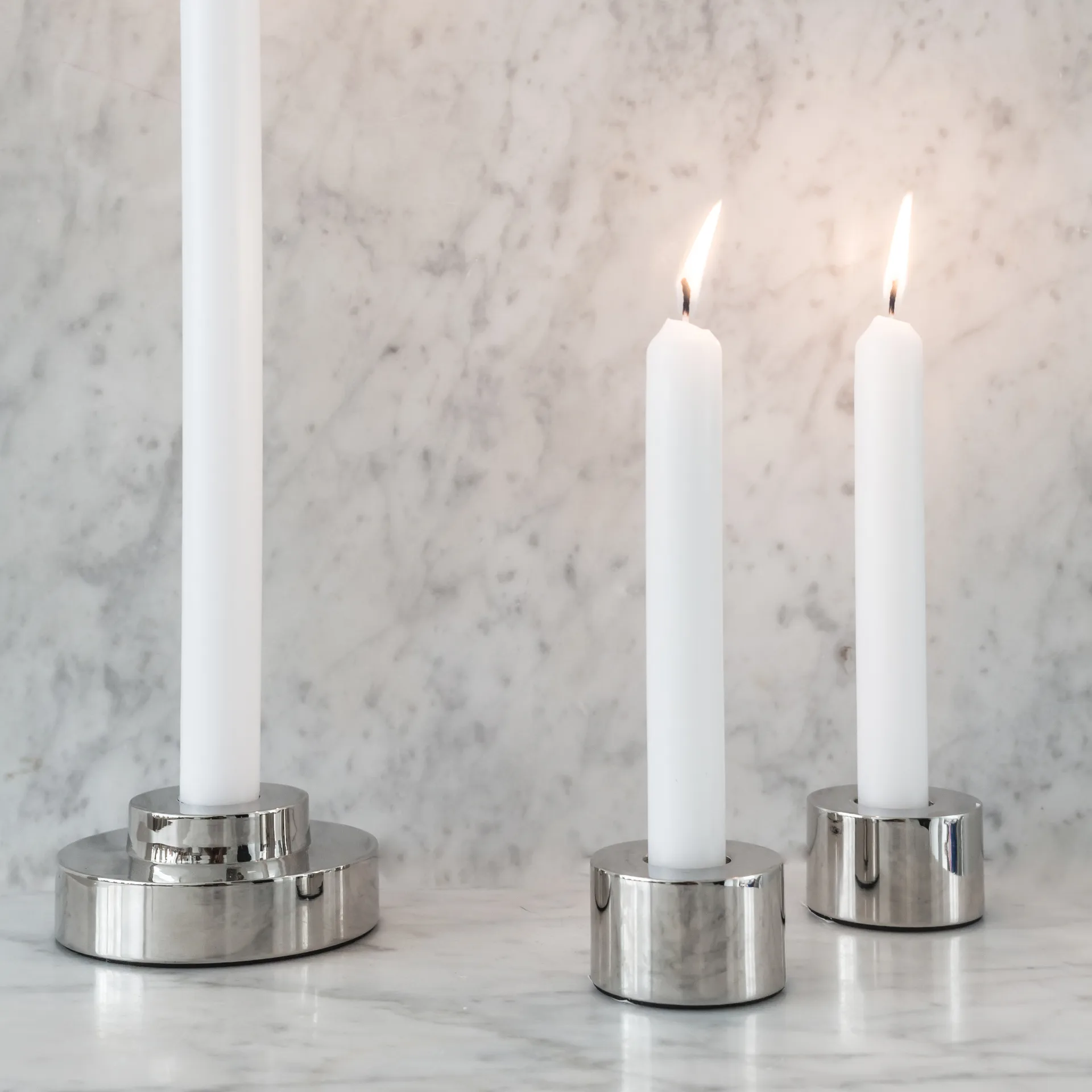 Helix candlestick 2-pack, smooth chrome Watt & Veke