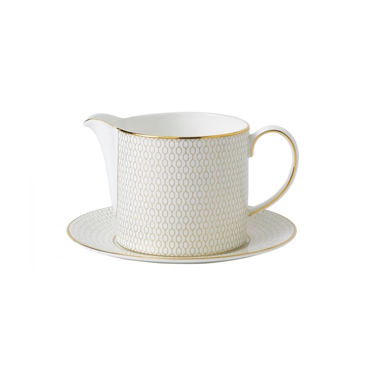 Arris sauce jug with saucer - white - Wedgwood