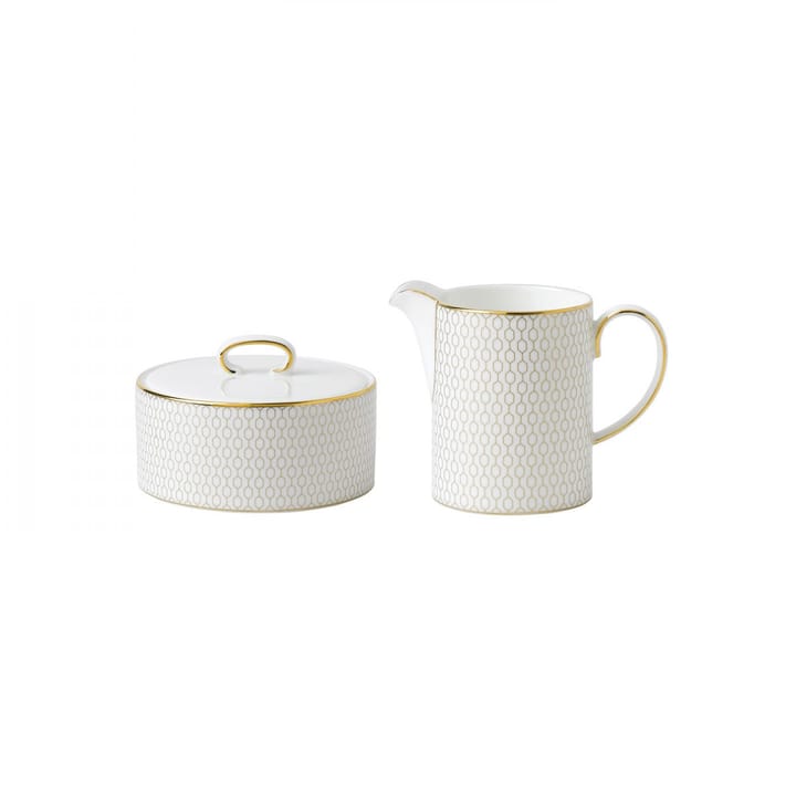 Arris sugar bowl and milk pitcher - white - Wedgwood