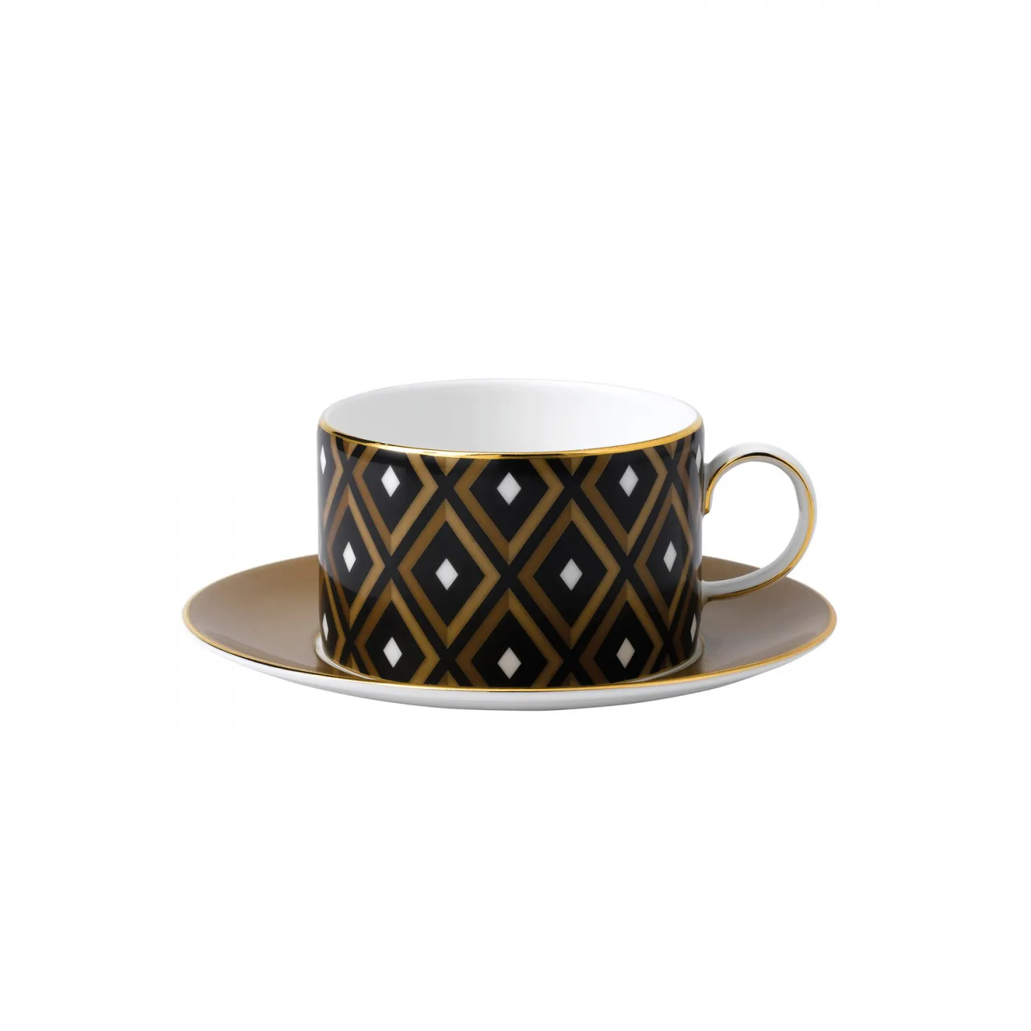 Arris teacup with saucer, geometric Wedgwood