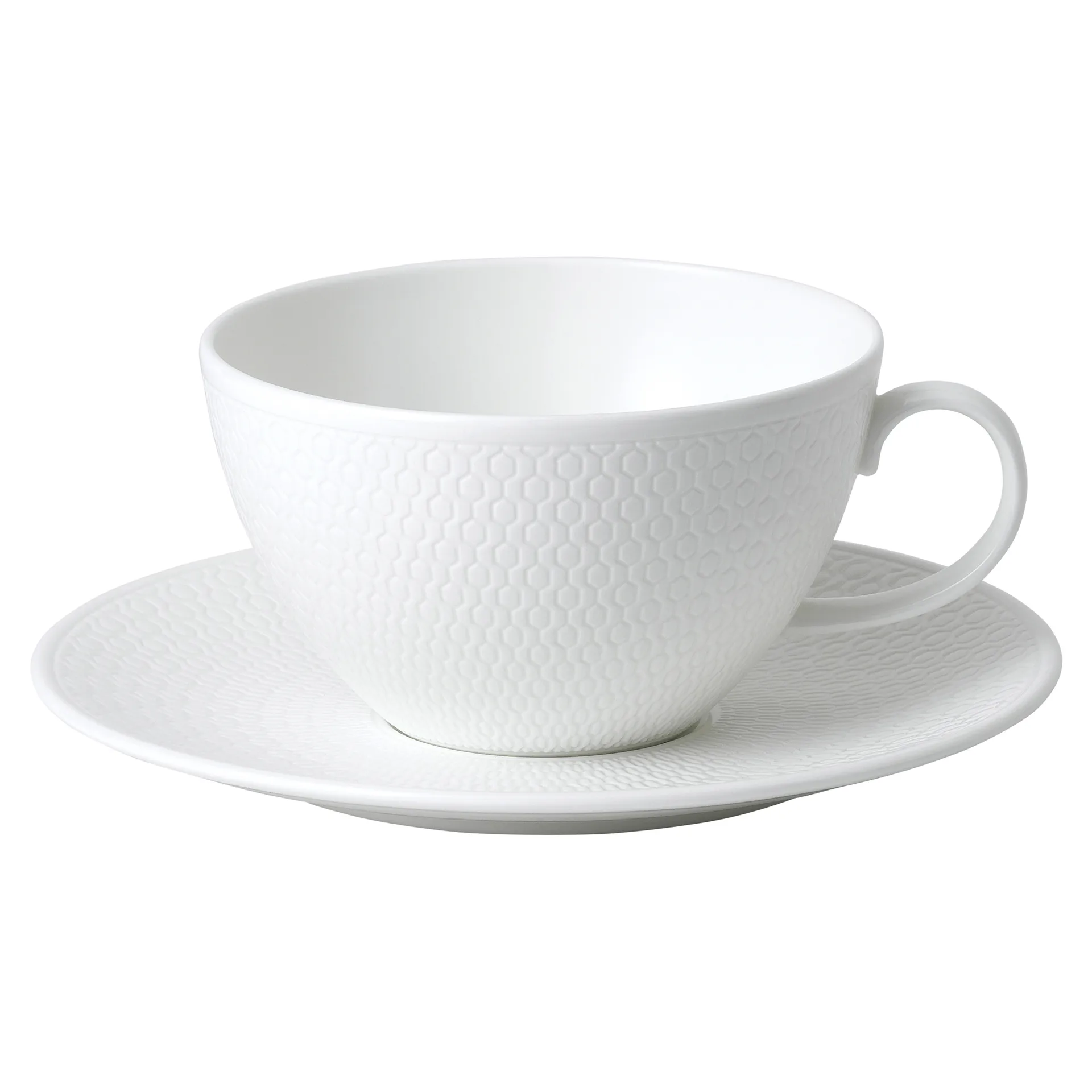 Gio teacup with saucer, white Wedgwood