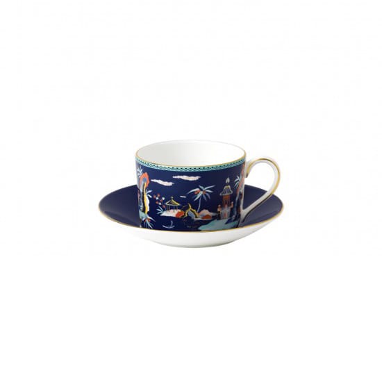 Wonderlust cup with saucer - blue pagoda - Wedgwood