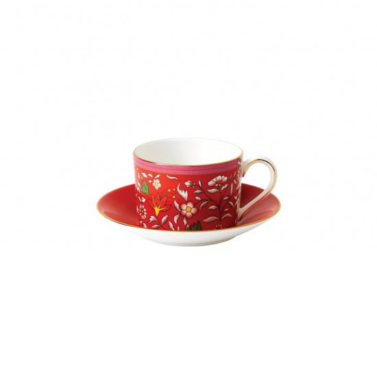Wonderlust cup with saucer - crimson jewel - Wedgwood