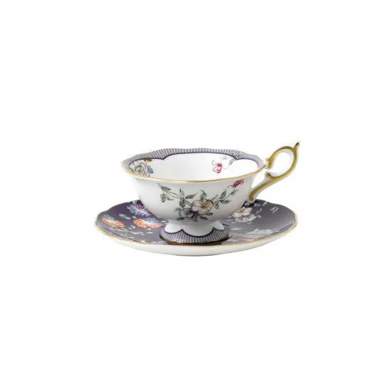 Wonderlust small teacup with saucer, midnight garden Wedgwood