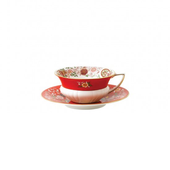 Wonderlust teacup with saucer - crimson jewel - Wedgwood