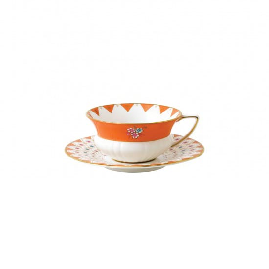 Wonderlust teacup with saucer - peony diamond - Wedgwood