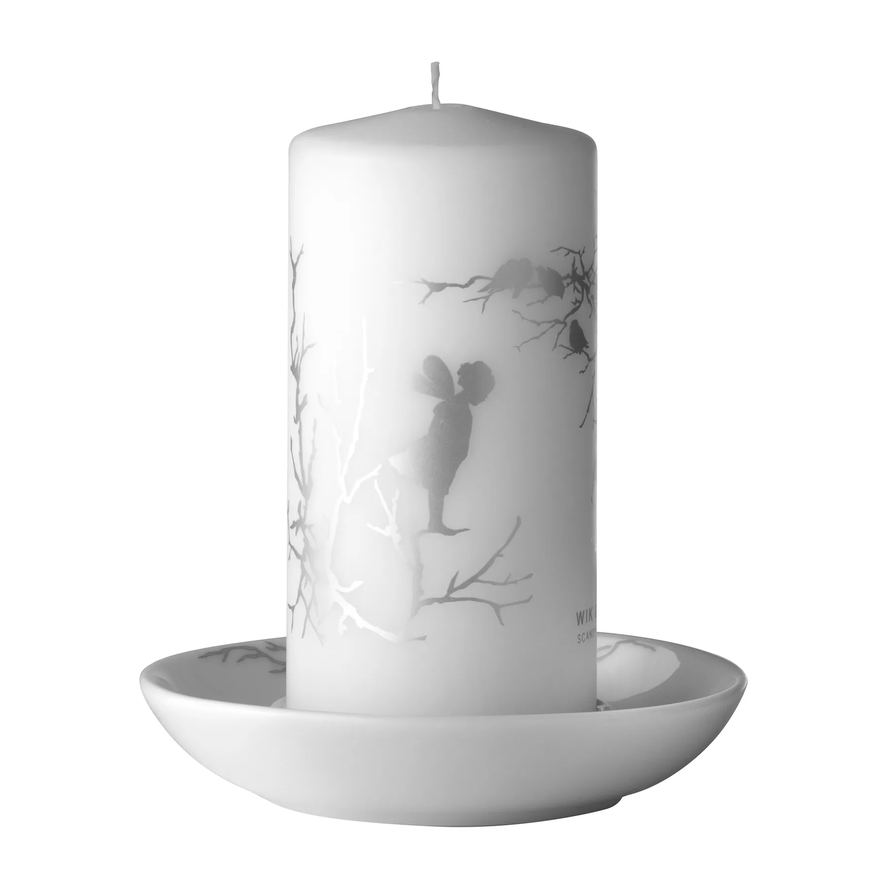 Alv candle stick Ø14 cm, White-grey Wik & Walsøe