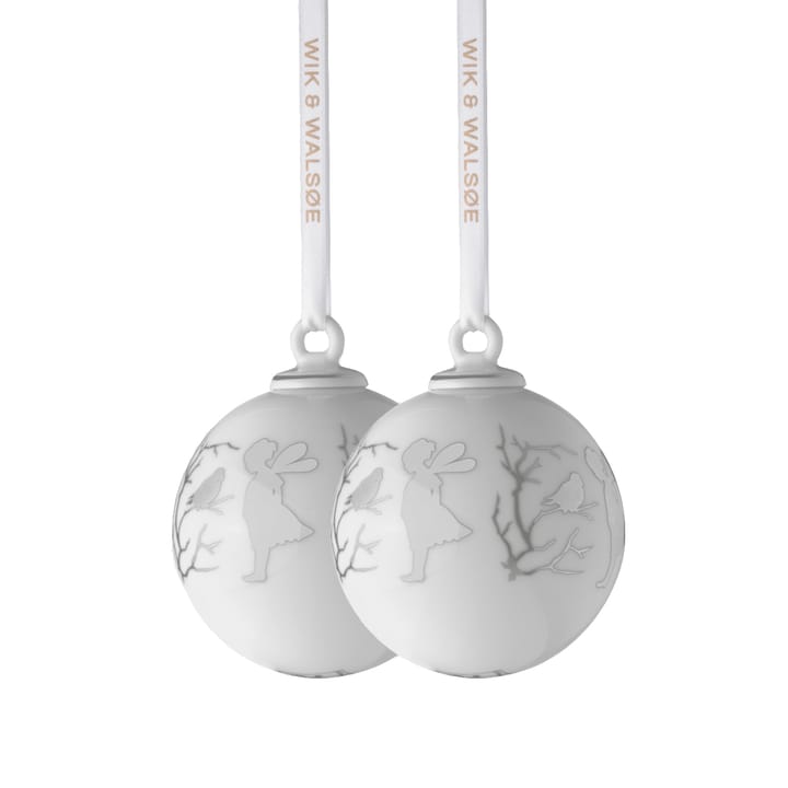 Alv Christmas bauble small 2-pack - White-grey - Wik & Walsøe