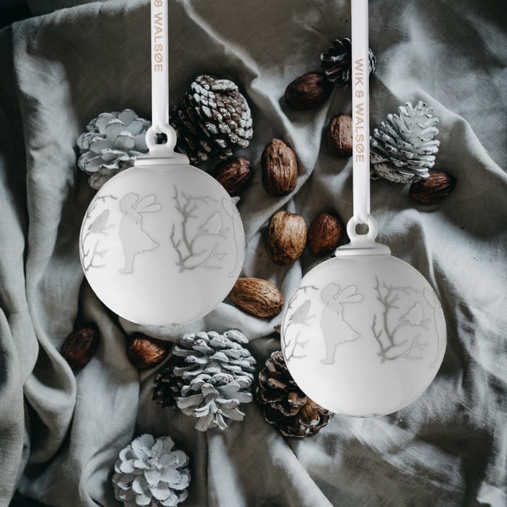 Alv Christmas bauble small 2-pack - White-grey - Wik & Walsøe