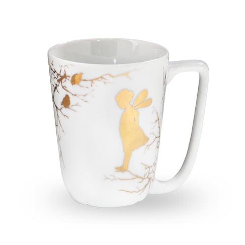 Wik & Walsoe Alv mug 30 cl white-gold | Scandinavian Design | Coffee cups | Gold-coloured
