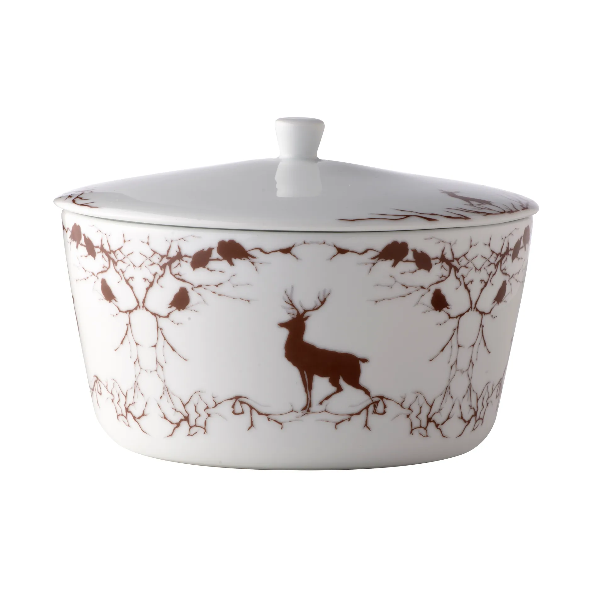 Alveskog serving terrin with lid, White-brown Wik & Walsøe