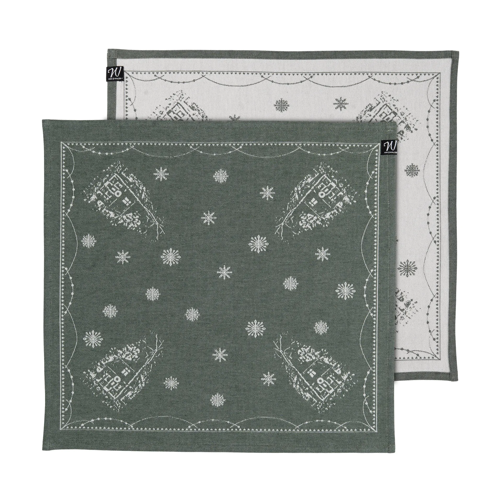 Christmas morning fabric napkin 45x45 cm 2-pack, White-green Wik & Walsøe