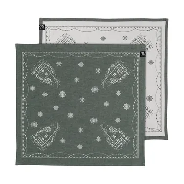 Christmas morning fabric napkin 45x45 cm 2-pack - White-green - Wik & Walsøe