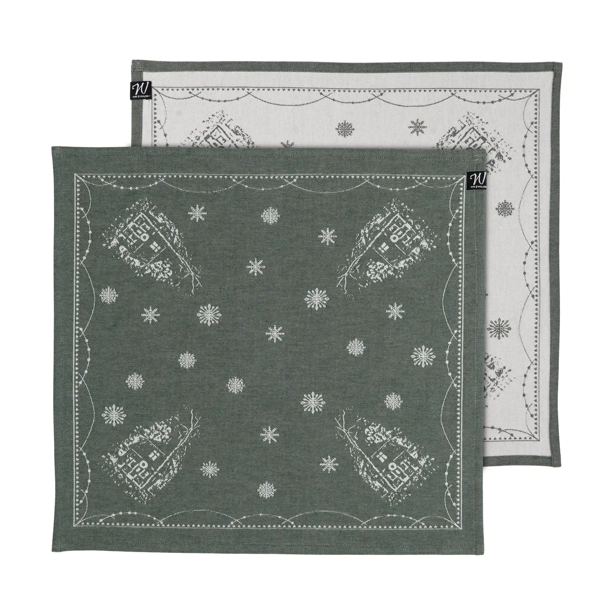 Wik & Walsoe Christmas morning fabric napkin 45x45 cm 2-pack White-green