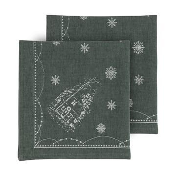 Christmas morning fabric napkin 45x45 cm 2-pack - White-green - Wik & Walsøe