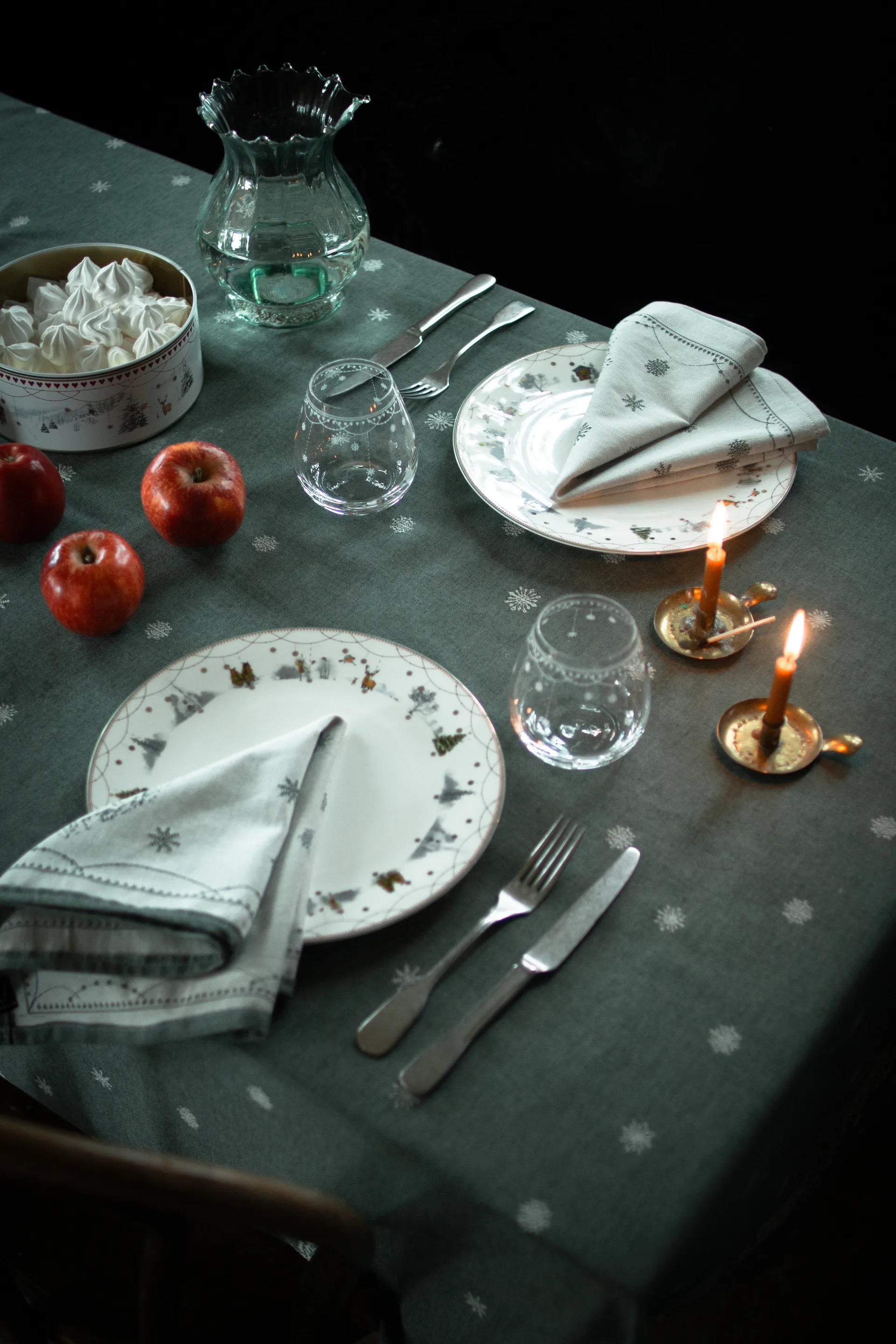 Christmas morning fabric napkin 45x45 cm 2-pack, White-green Wik & Walsøe