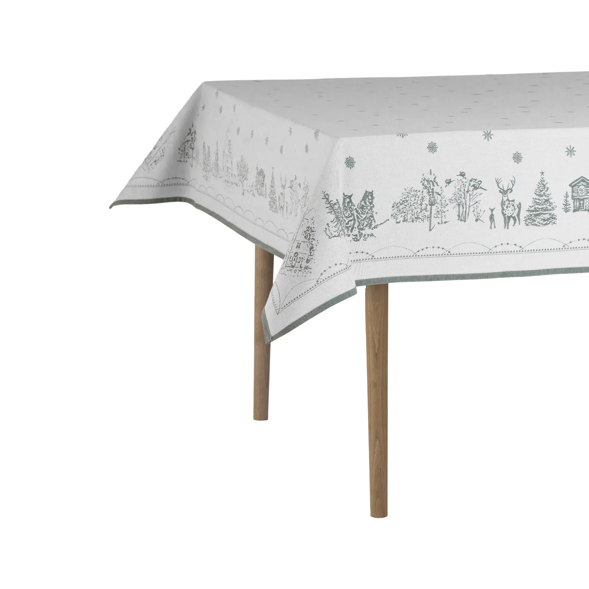 Julemorgen tablecloth, White-green, 140x340 cm Wik & Walsøe