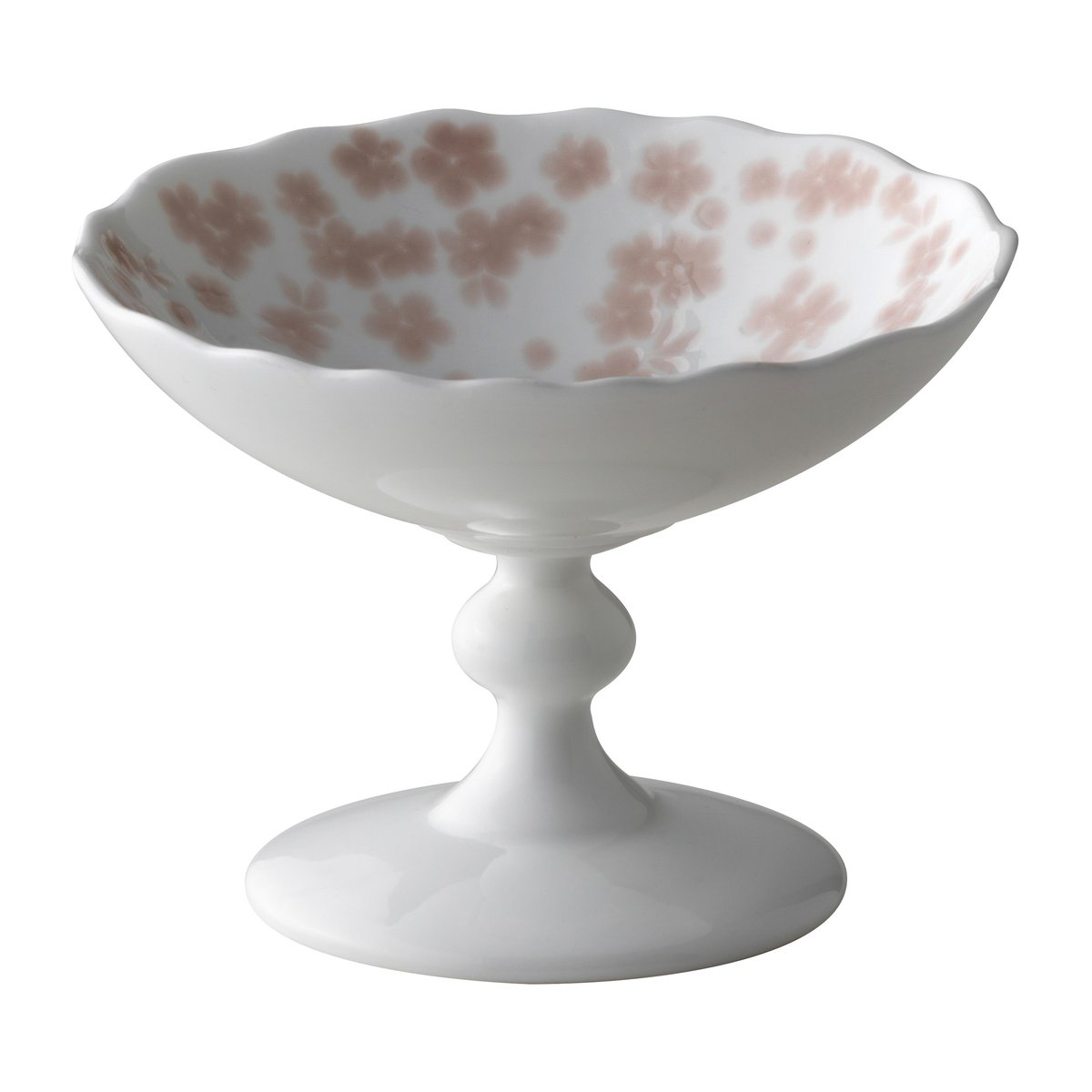 Wik & Walsoe Slåpeblom bowl on foot o12 cm Pink | Scandinavian Design | Serving bowls | White