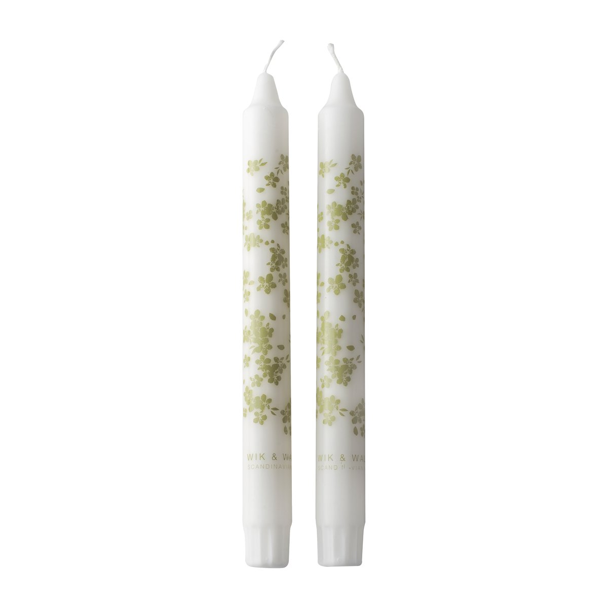 Wik & Walsøe Slåpeblom tapered candle 2-pack Green