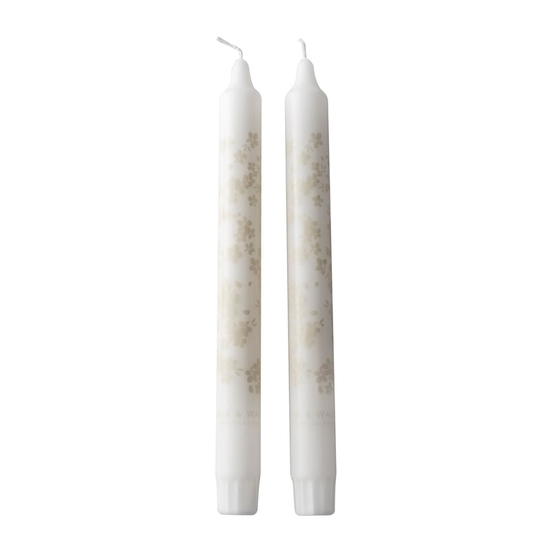 Wik & Walsøe Slåpeblom tapered candle 2-pack grey