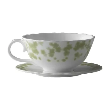 Slåpeblom teacup and saucer 30 cl - Green - Wik & Walsøe