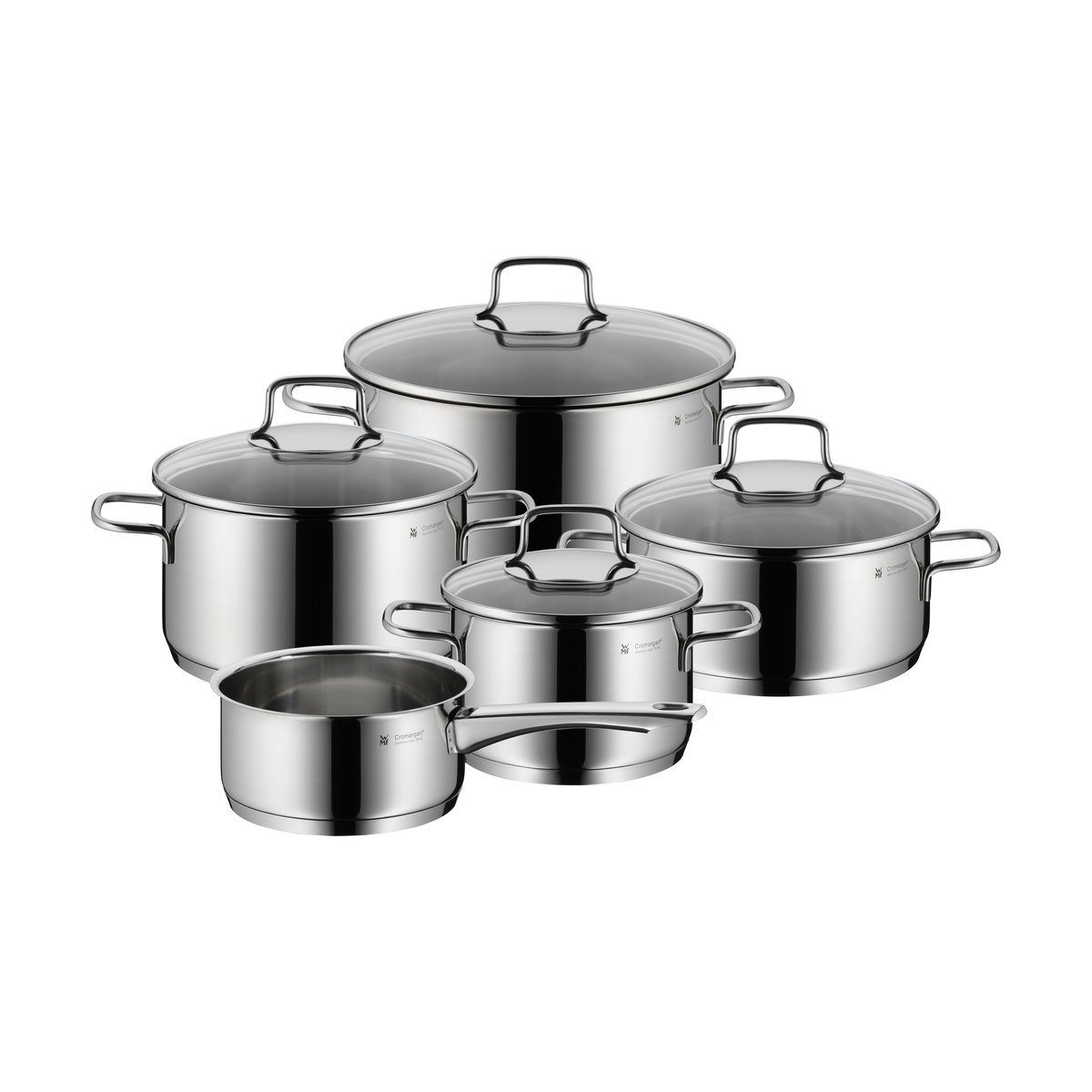 WMF Astoria cooking set 5 pieces Stainless steel | Scandinavian Design | Saucepan sets | Silver-coloured