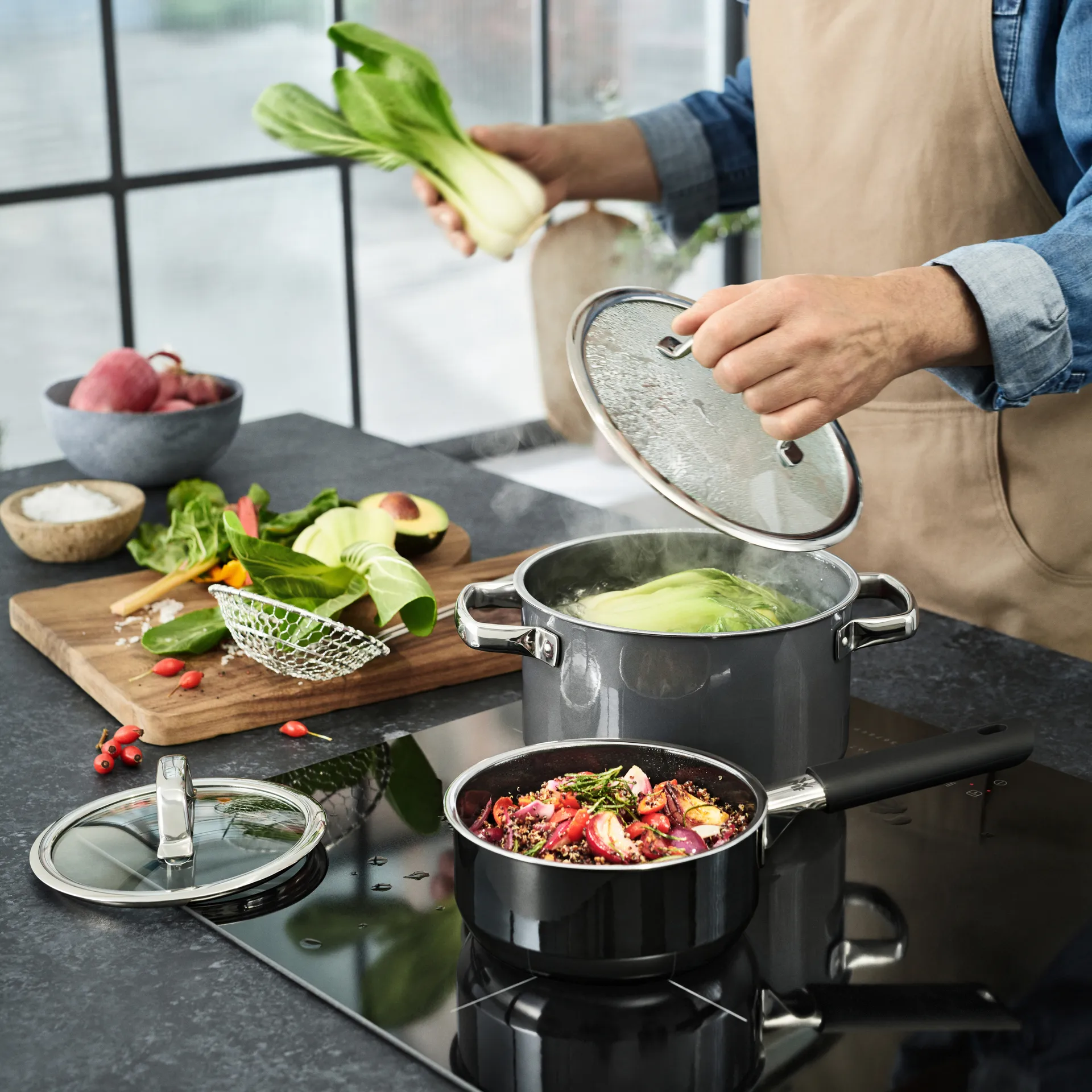 Fusiontec pot with lid 3.7 l, Platinum WMF