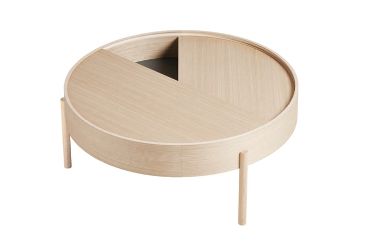 Arc coffee table 89 cm, White pigmented ash Woud