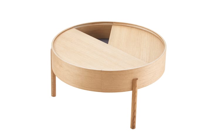 Arc coffee tableØ66 cm, White pigmented oak Woud