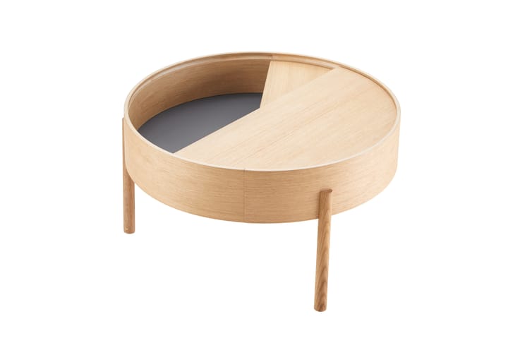 Arc coffee tableØ66 cm, White pigmented oak Woud