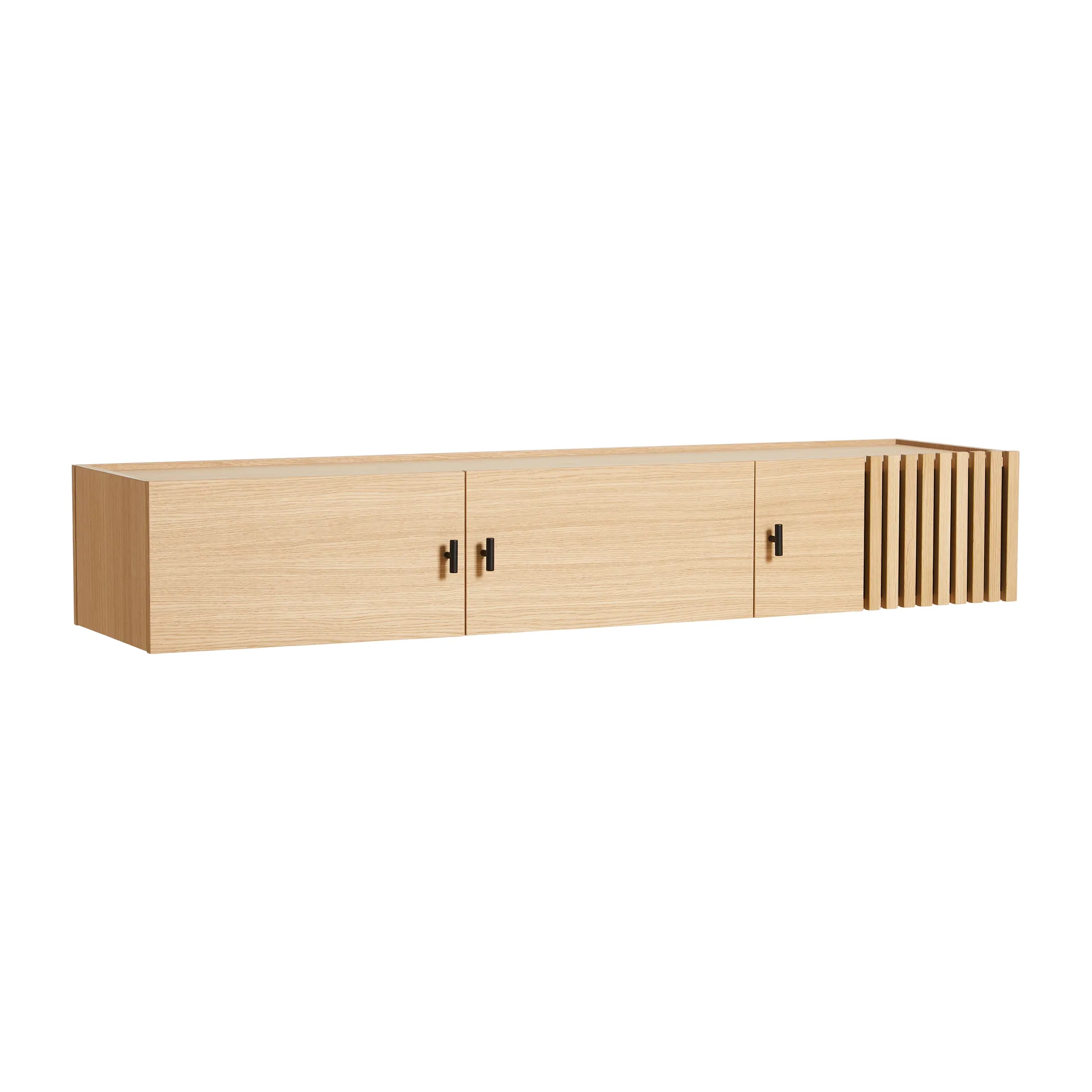 Array sideboard wall-mounted, 150 cm, White pigmented oak Woud