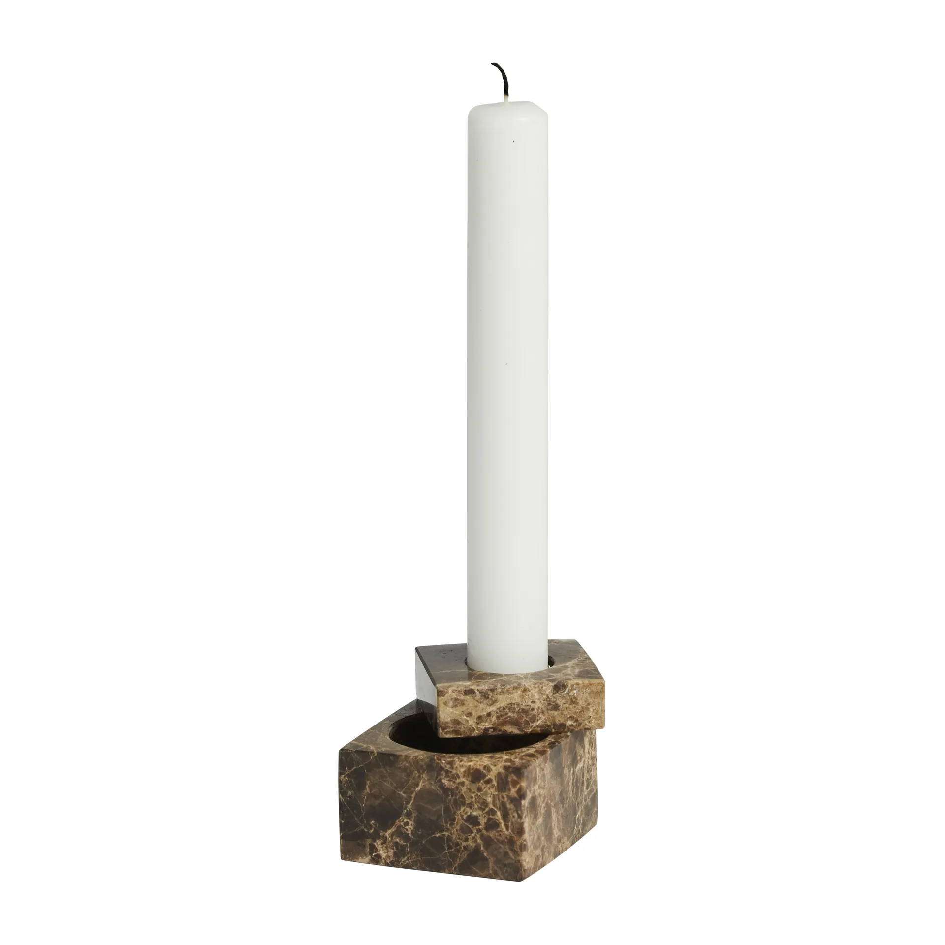 Jeu de dés 1 candle holder marble, Brown Woud
