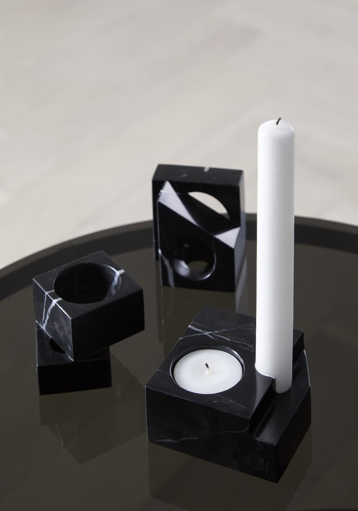 Jeu de dés 2 candle holder marble, Black Woud