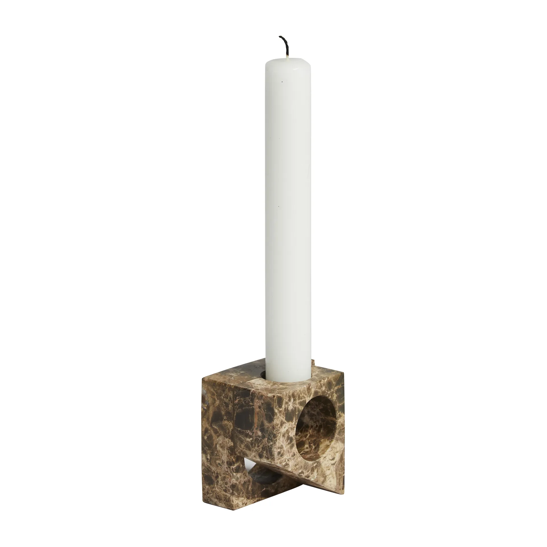 Jeu de dés 2 candle holder marble, Brown Woud