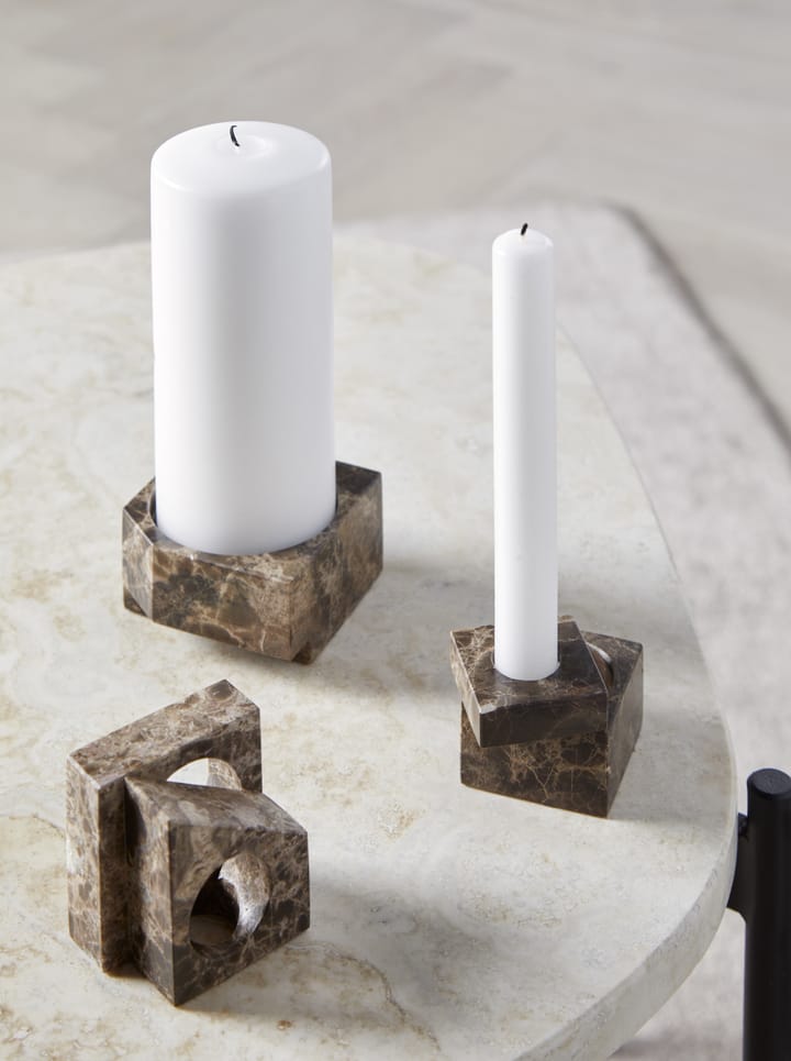 Jeu de dés 3 candle holder marble - Brown - Woud