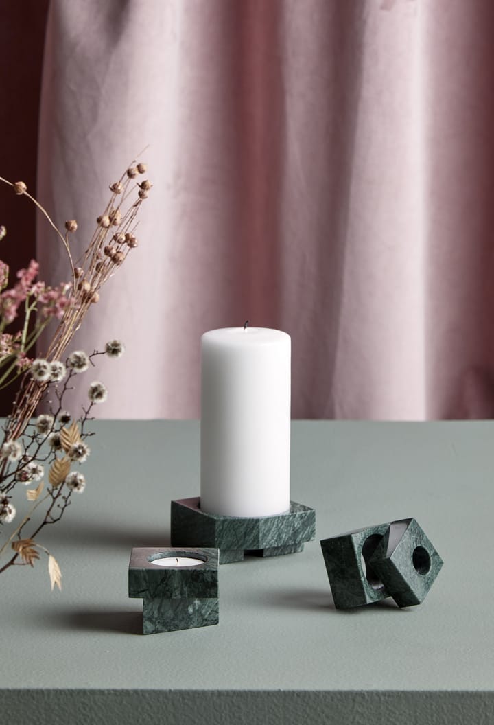 Jeu de dés 3 candle holder marble, Green Woud