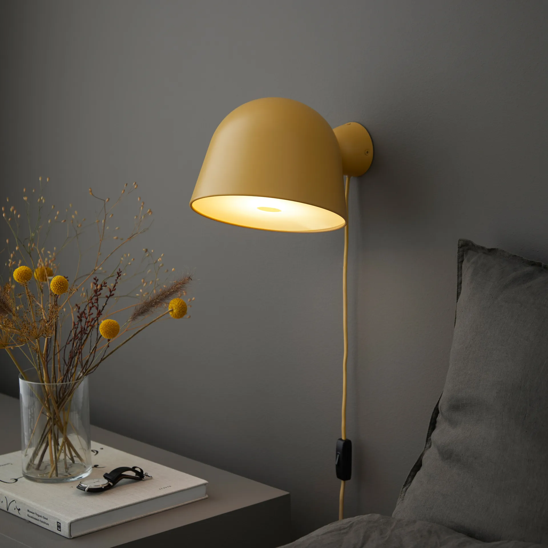 Kuppi wall lamp 2.0, Mustard yellow Woud