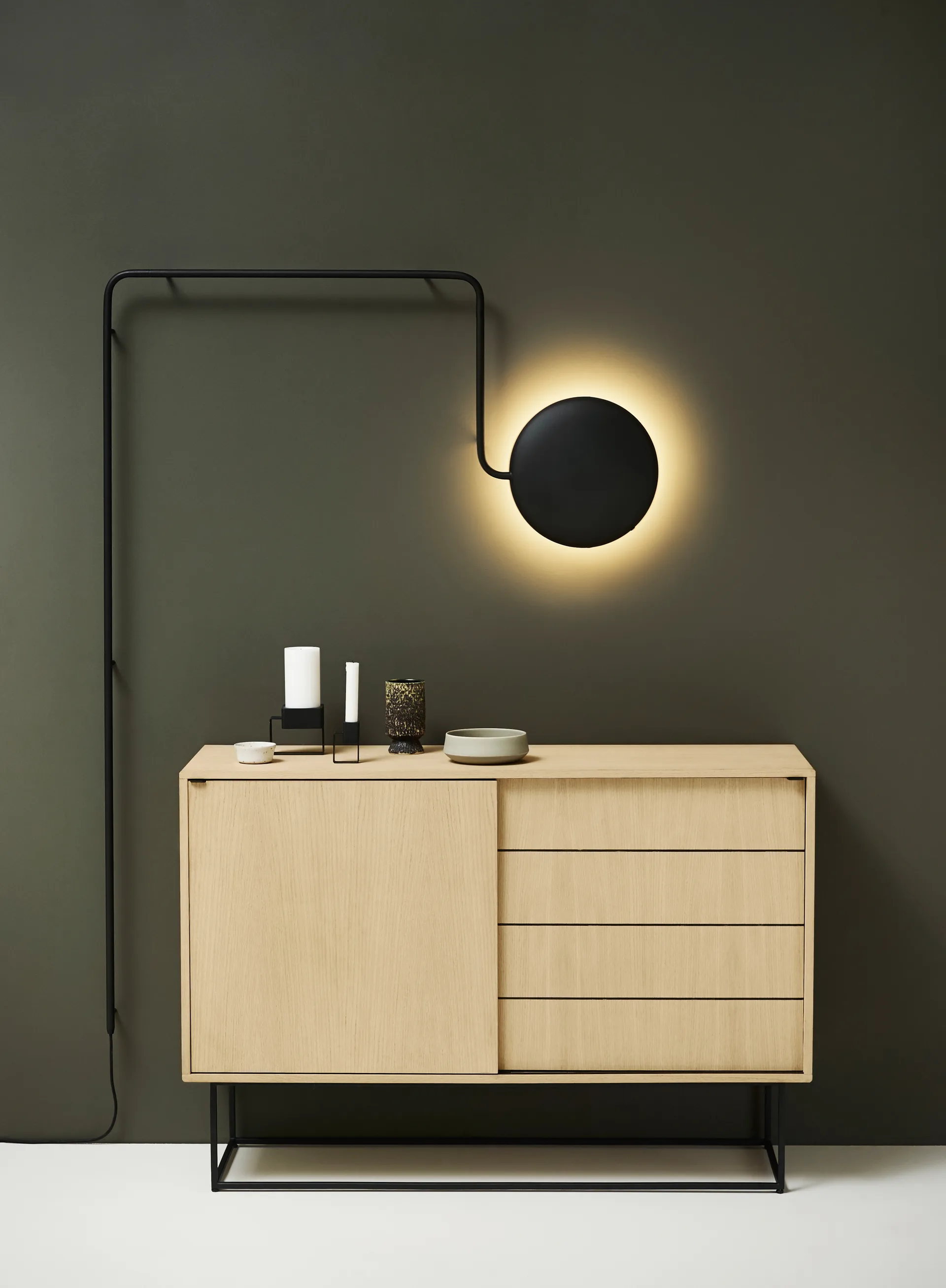 Mercury wall lamp, Black-painted metal  Woud